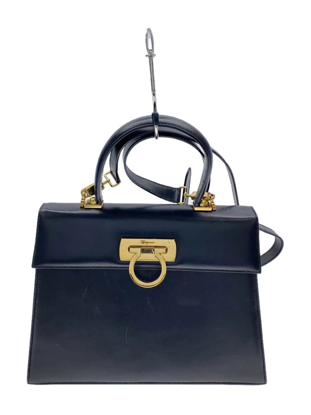 Salvatore Ferragamo Gancini Handbag Leather Black